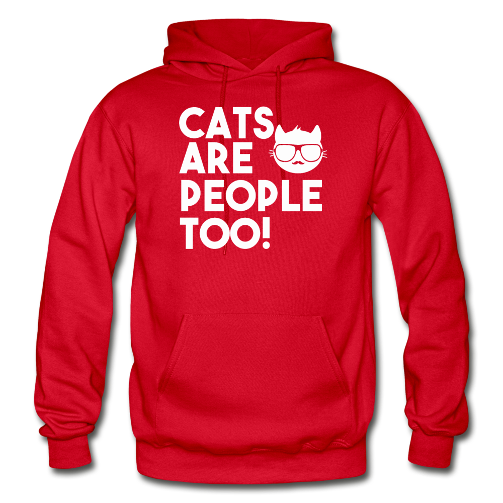 Cats Are People Too - White - Gildan Heavy Blend Adult Hoodie - red