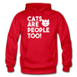 Cats Are People Too - White - Gildan Heavy Blend Adult Hoodie - red