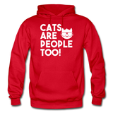 Cats Are People Too - White - Gildan Heavy Blend Adult Hoodie - red