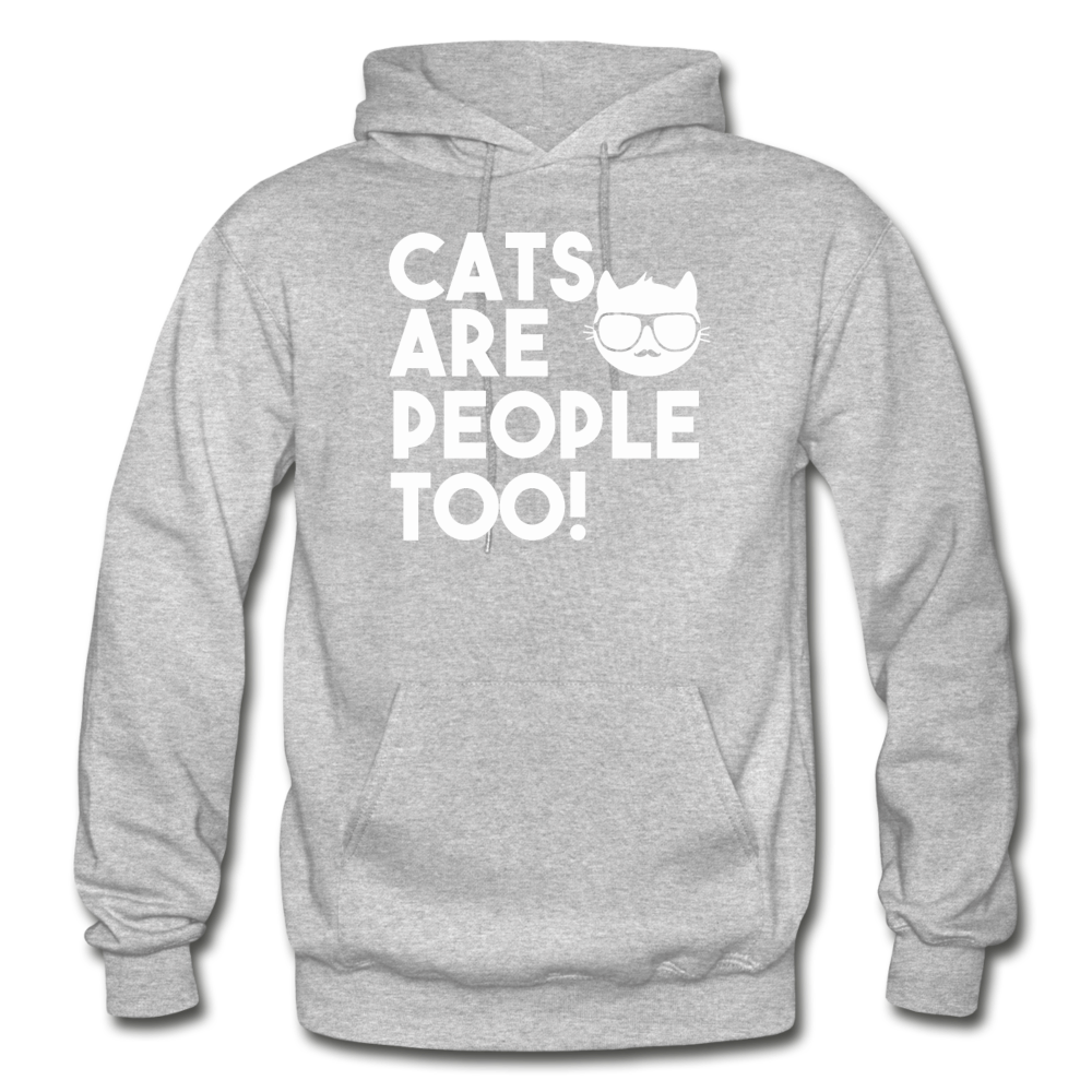 Cats Are People Too - White - Gildan Heavy Blend Adult Hoodie - heather gray