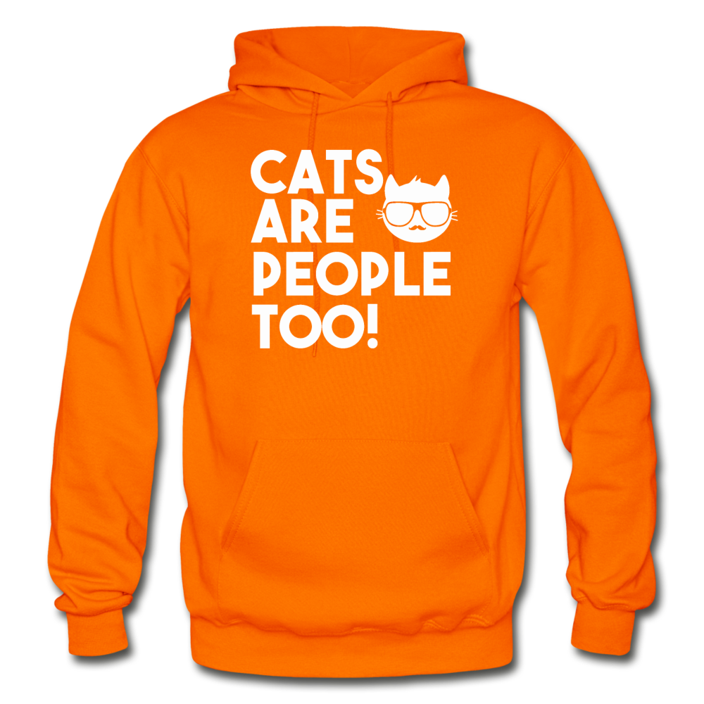 Cats Are People Too - White - Gildan Heavy Blend Adult Hoodie - orange