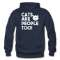 Cats Are People Too - White - Gildan Heavy Blend Adult Hoodie - navy