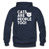 Cats Are People Too - White - Gildan Heavy Blend Adult Hoodie - navy
