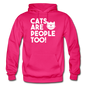 Cats Are People Too - White - Gildan Heavy Blend Adult Hoodie - fuchsia