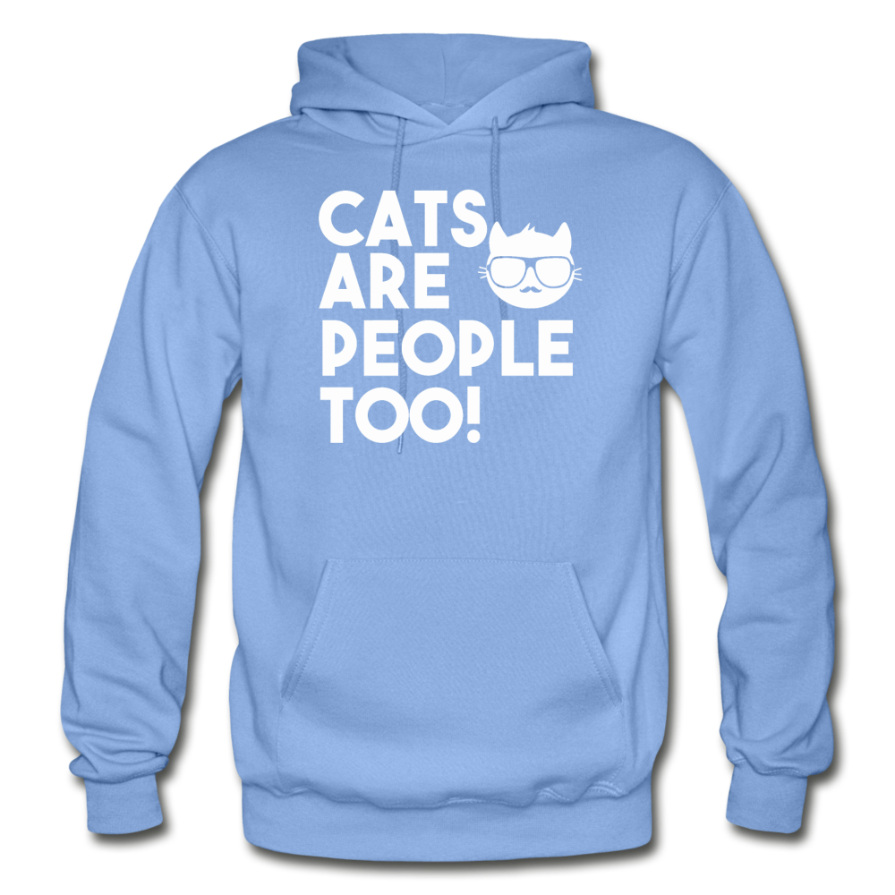 Cats Are People Too - White - Gildan Heavy Blend Adult Hoodie - carolina blue