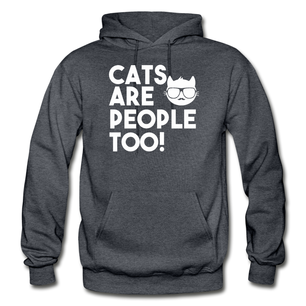 Cats Are People Too - White - Gildan Heavy Blend Adult Hoodie - charcoal gray