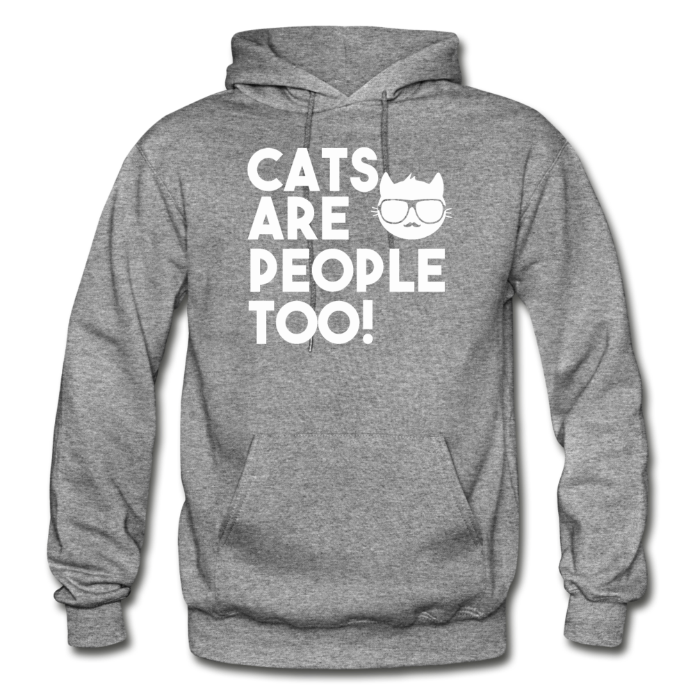 Cats Are People Too - White - Gildan Heavy Blend Adult Hoodie - graphite heather