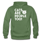 Cats Are People Too - White - Gildan Heavy Blend Adult Hoodie - military green