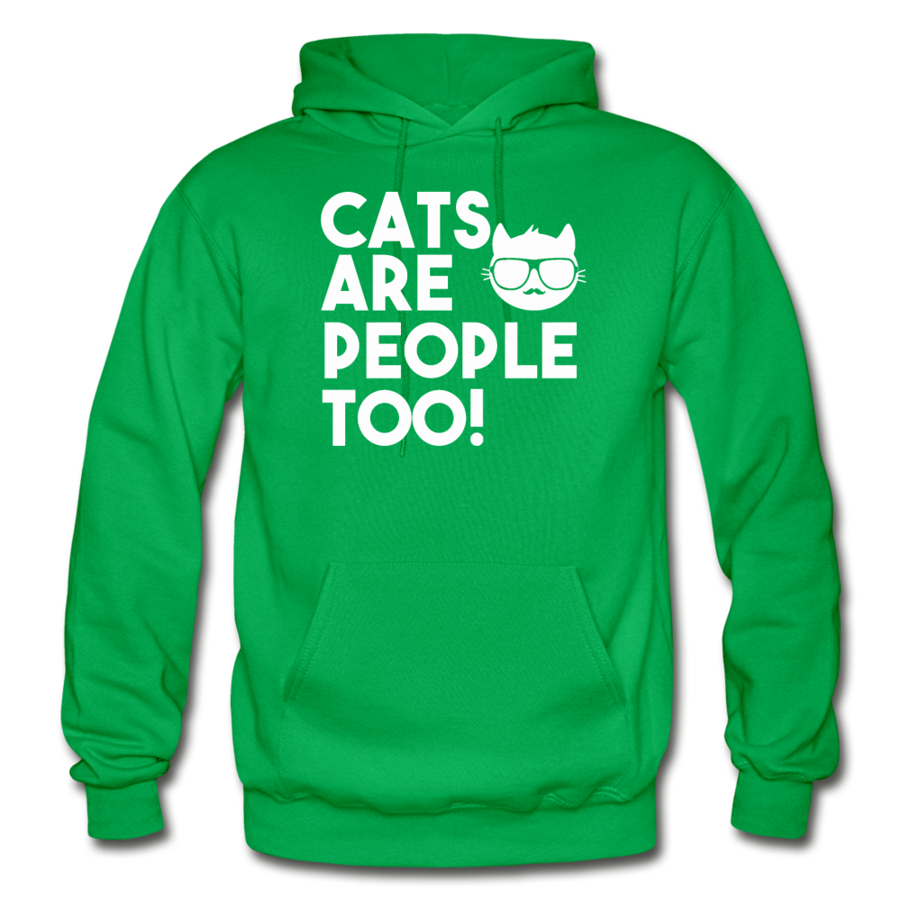 Cats Are People Too - White - Gildan Heavy Blend Adult Hoodie - kelly green