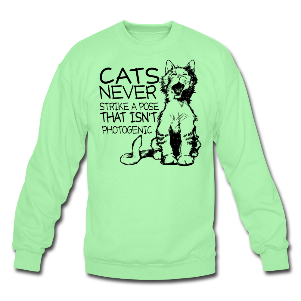 Cats - Photogenic - Black - Crewneck Sweatshirt - lime