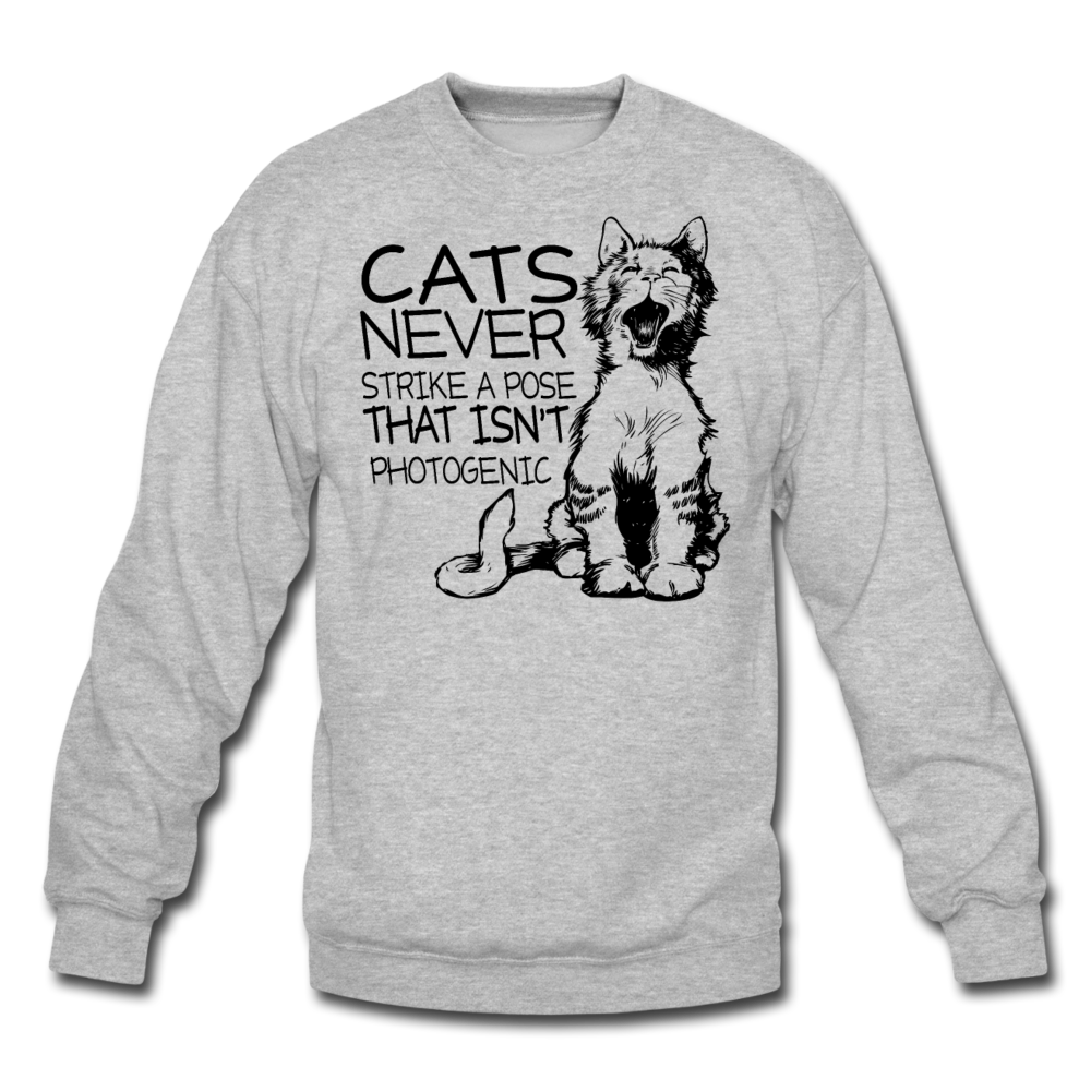 Cats - Photogenic - Black - Crewneck Sweatshirt - heather gray