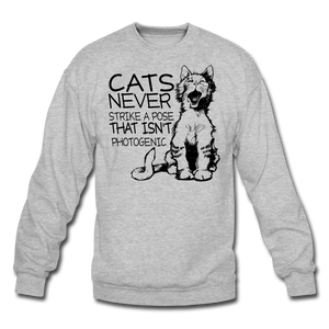 Cats - Photogenic - Black - Crewneck Sweatshirt - heather gray