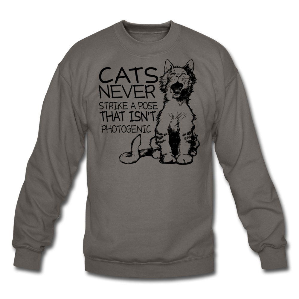 Cats - Photogenic - Black - Crewneck Sweatshirt - asphalt gray