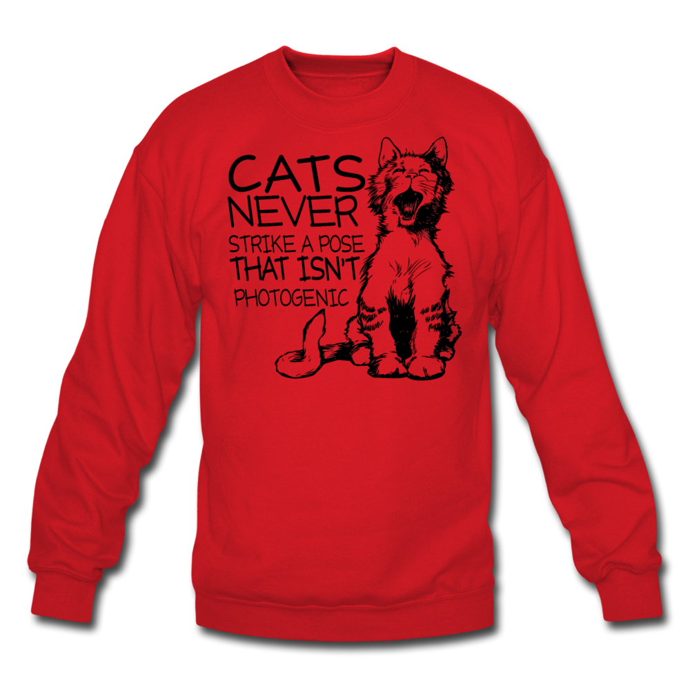 Cats - Photogenic - Black - Crewneck Sweatshirt - red