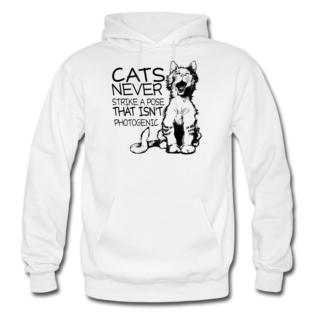 Cats - Photogenic - Black - Gildan Heavy Blend Adult Hoodie - white