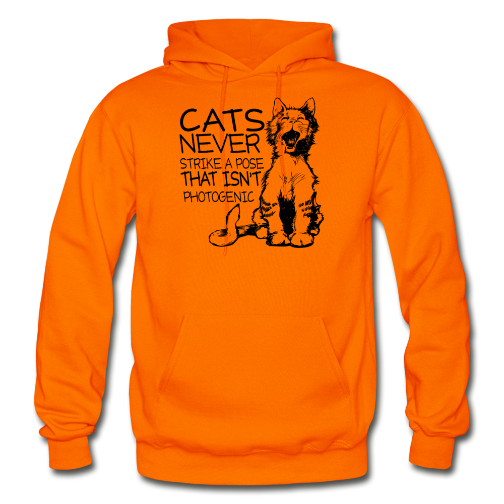 Cats - Photogenic - Black - Gildan Heavy Blend Adult Hoodie - orange