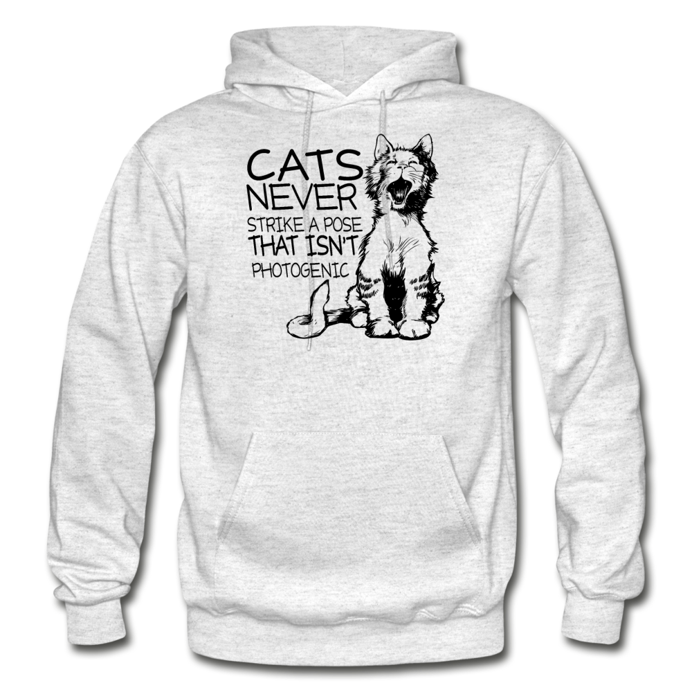 Cats - Photogenic - Black - Gildan Heavy Blend Adult Hoodie - light heather gray