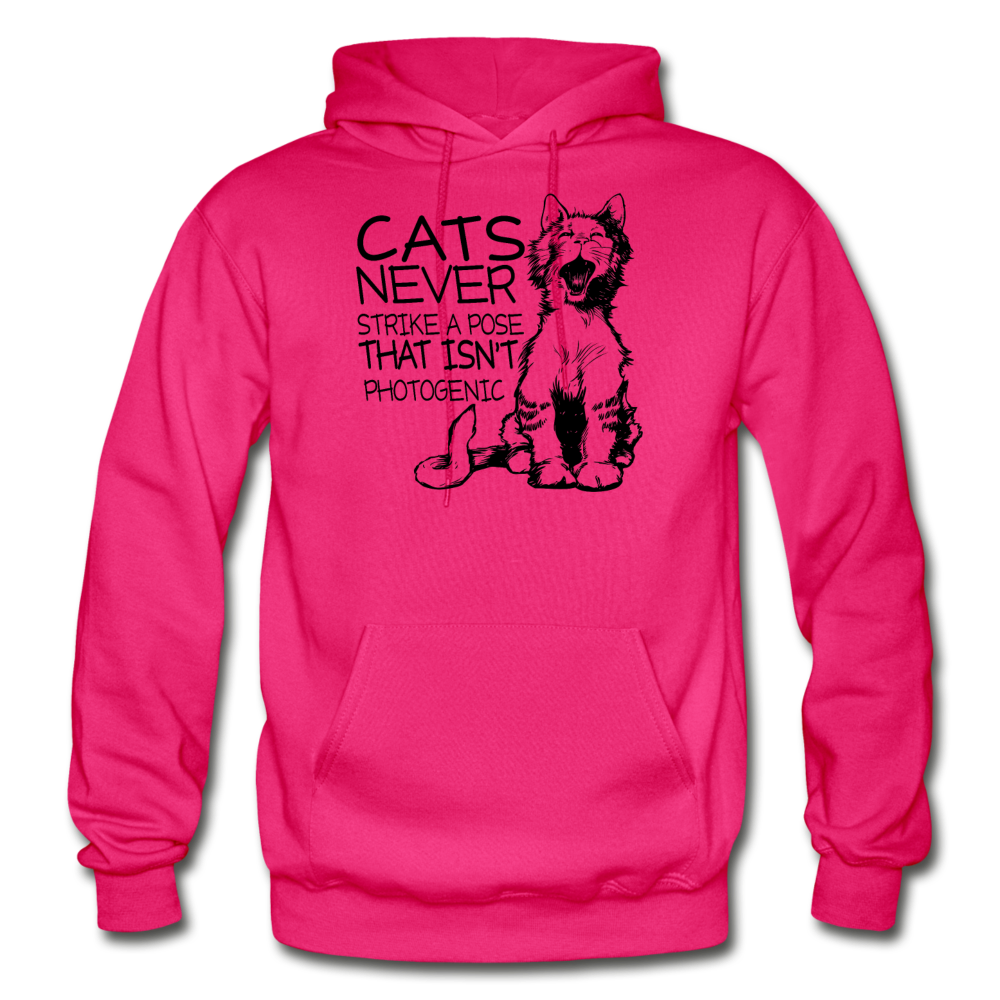 Cats - Photogenic - Black - Gildan Heavy Blend Adult Hoodie - fuchsia