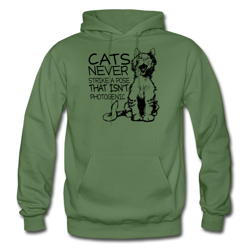 Cats - Photogenic - Black - Gildan Heavy Blend Adult Hoodie - military green