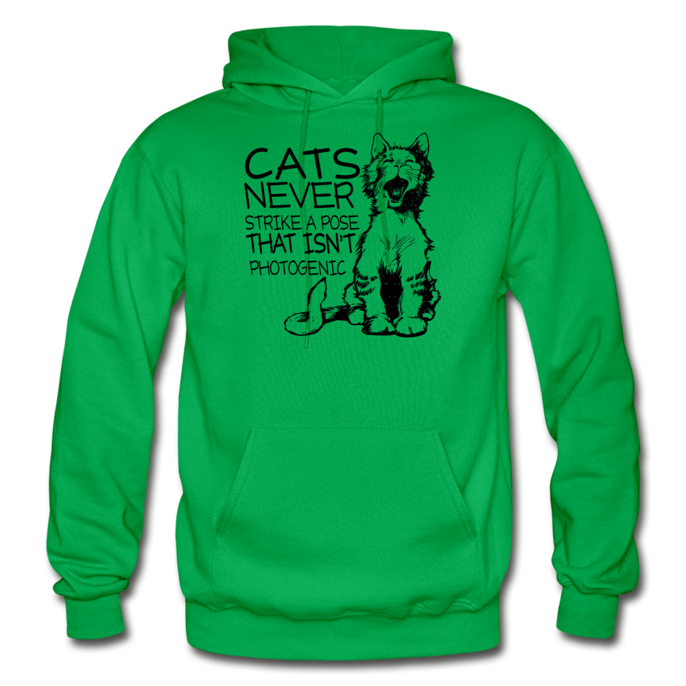 Cats - Photogenic - Black - Gildan Heavy Blend Adult Hoodie - kelly green