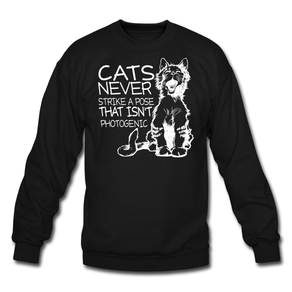 Cats - Photogenic - White - Crewneck Sweatshirt - black