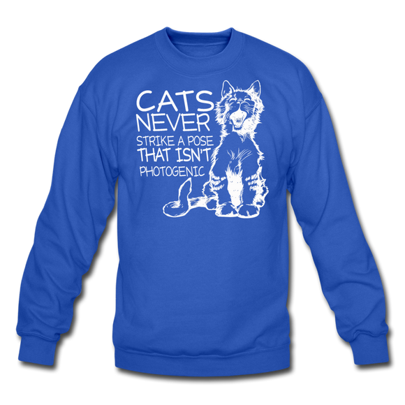 Cats - Photogenic - White - Crewneck Sweatshirt - royal blue
