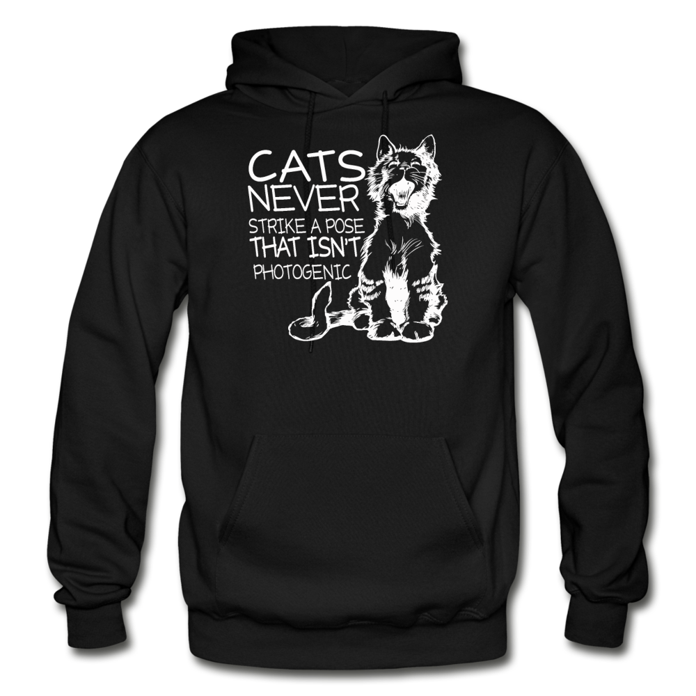 Cats - Photogenic - White - Gildan Heavy Blend Adult Hoodie - black