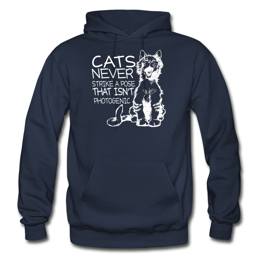 Cats - Photogenic - White - Gildan Heavy Blend Adult Hoodie - navy