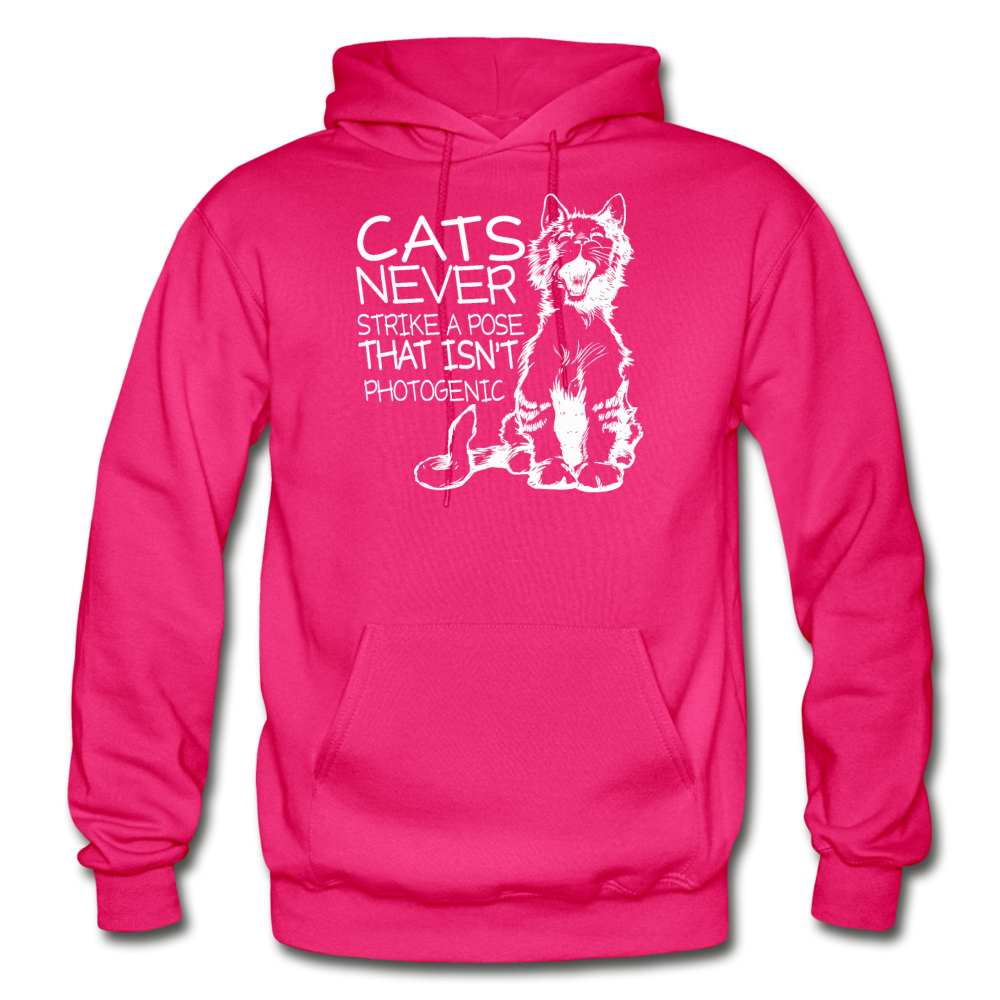 Cats - Photogenic - White - Gildan Heavy Blend Adult Hoodie - fuchsia