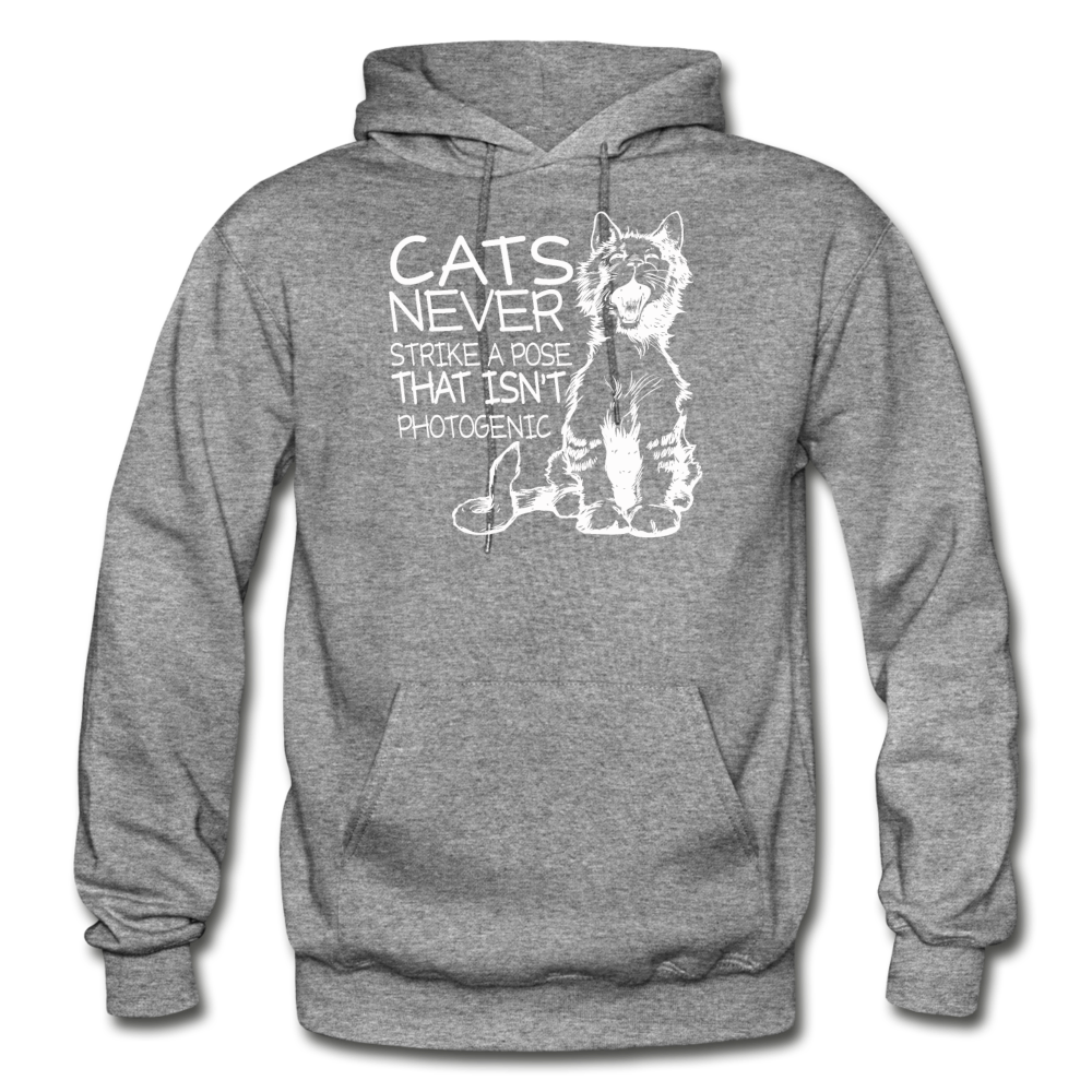 Cats - Photogenic - White - Gildan Heavy Blend Adult Hoodie - graphite heather