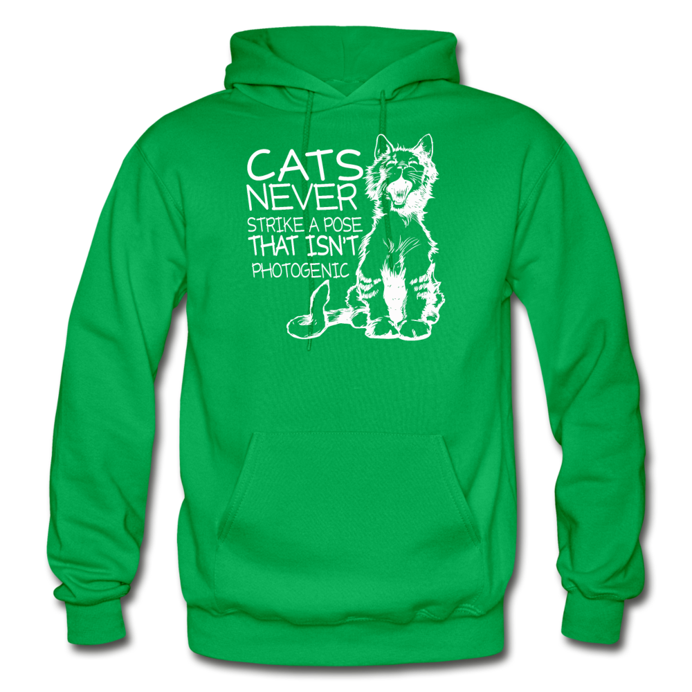 Cats - Photogenic - White - Gildan Heavy Blend Adult Hoodie - kelly green