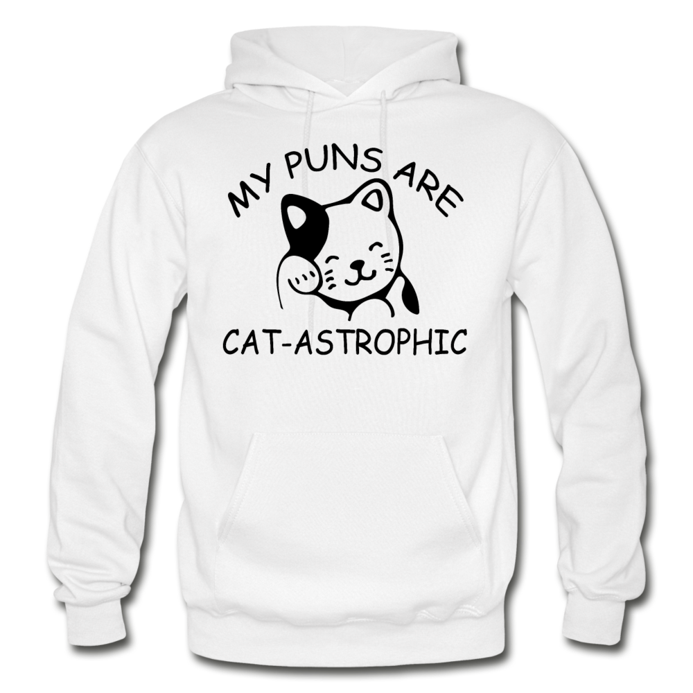 Cat Puns - Black - Gildan Heavy Blend Adult Hoodie - white