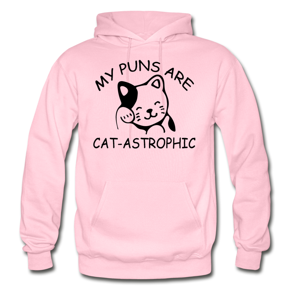 Cat Puns - Black - Gildan Heavy Blend Adult Hoodie - light pink