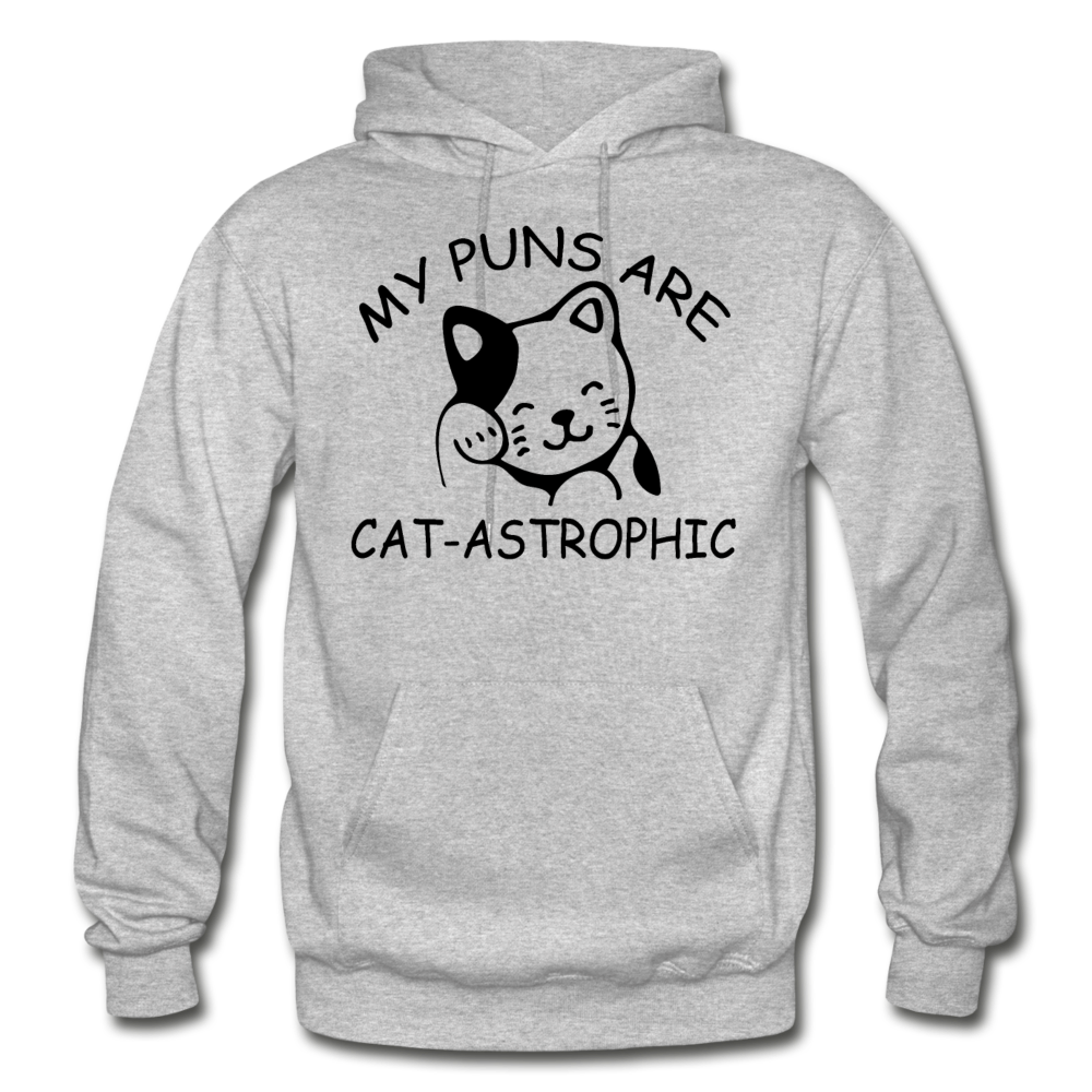 Cat Puns - Black - Gildan Heavy Blend Adult Hoodie - heather gray