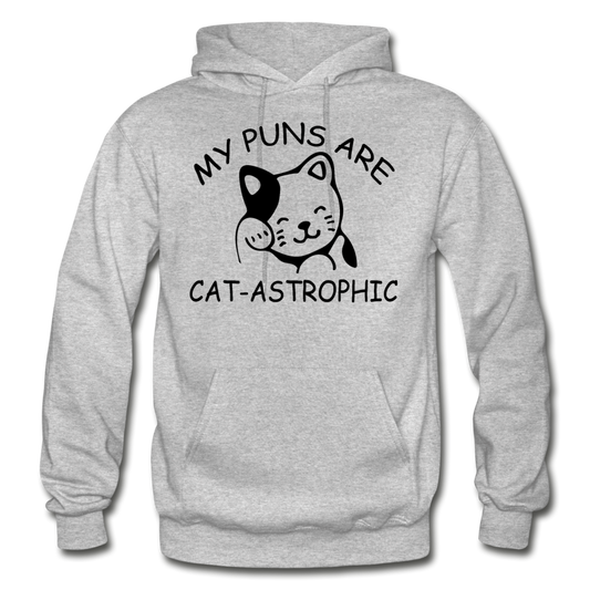 Cat Puns - Black - Gildan Heavy Blend Adult Hoodie - heather gray