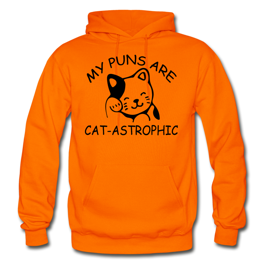 Cat Puns - Black - Gildan Heavy Blend Adult Hoodie - orange