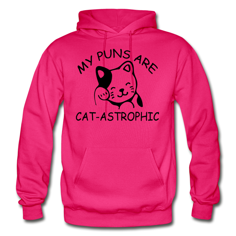 Cat Puns - Black - Gildan Heavy Blend Adult Hoodie - fuchsia