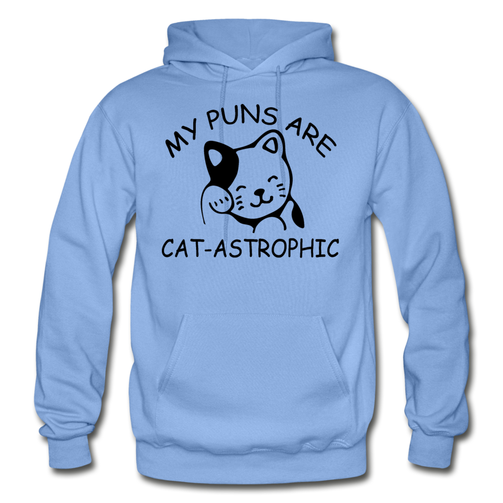 Cat Puns - Black - Gildan Heavy Blend Adult Hoodie - carolina blue