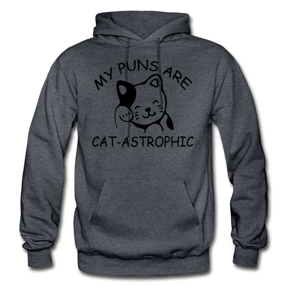 Cat Puns - Black - Gildan Heavy Blend Adult Hoodie - charcoal gray