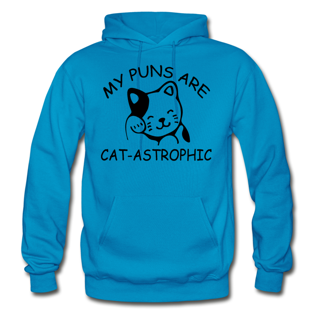 Cat Puns - Black - Gildan Heavy Blend Adult Hoodie - turquoise