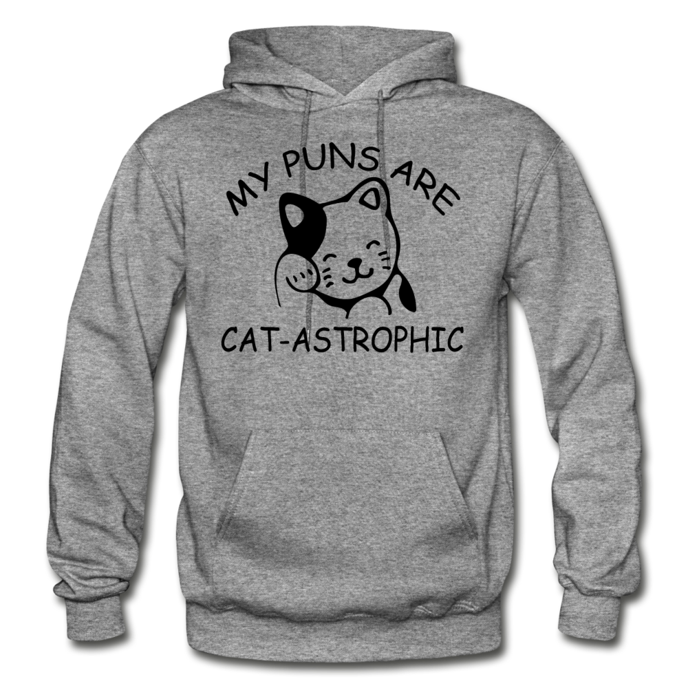 Cat Puns - Black - Gildan Heavy Blend Adult Hoodie - graphite heather