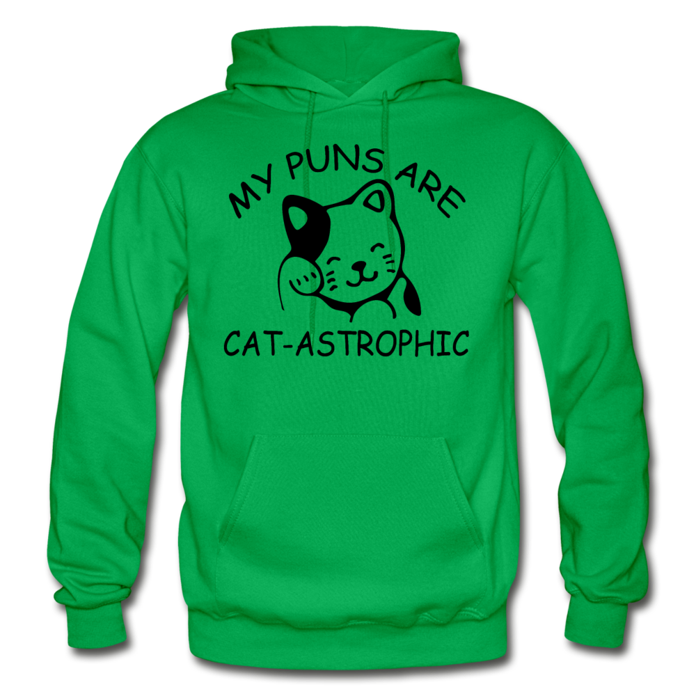 Cat Puns - Black - Gildan Heavy Blend Adult Hoodie - kelly green