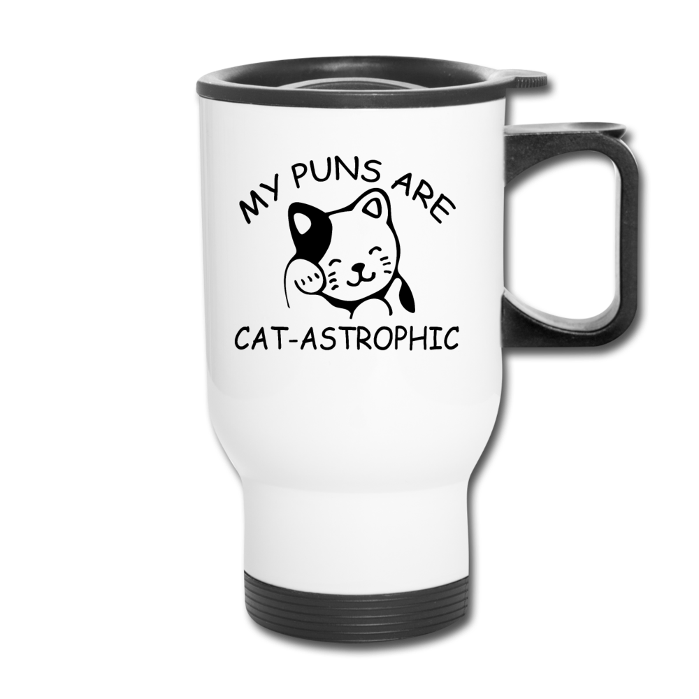 Cat Puns - Black - Travel Mug - white