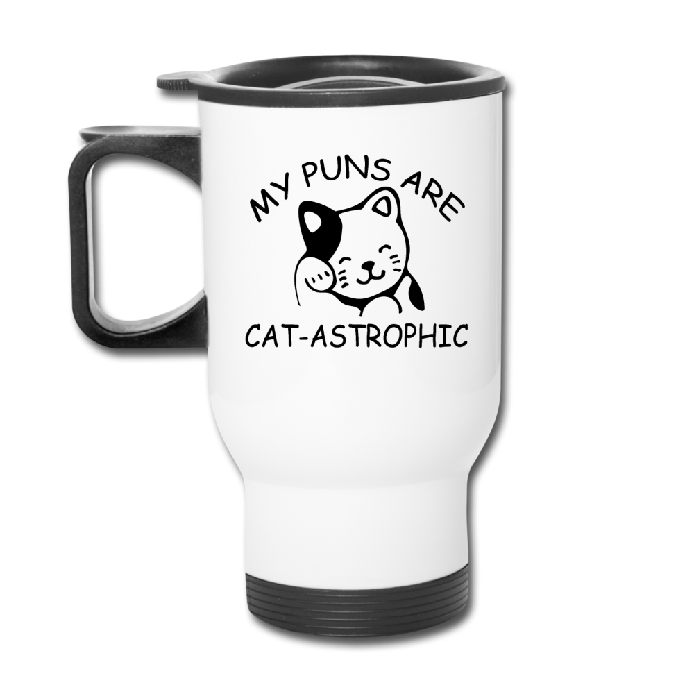 Cat Puns - Black - Travel Mug - white