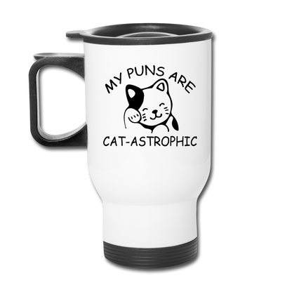 Cat Puns - Black - Travel Mug - white