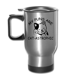 Cat Puns - Black - Travel Mug - silver