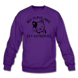 Cat Puns - Black - Crewneck Sweatshirt - purple