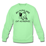Cat Puns - Black - Crewneck Sweatshirt - lime