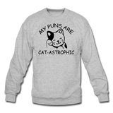Cat Puns - Black - Crewneck Sweatshirt - heather gray
