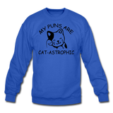 Cat Puns - Black - Crewneck Sweatshirt - royal blue